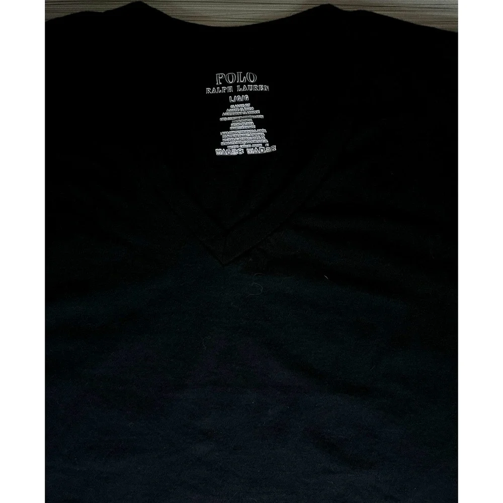 NEW Men's Ralph Lauren V-Neck T-Shirt 100% Cotton Black Bottom Red Pony Classic